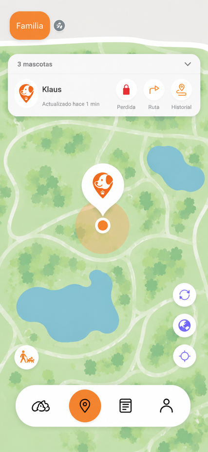 Mapa de ubicación del Pet Tracker en TraksPet